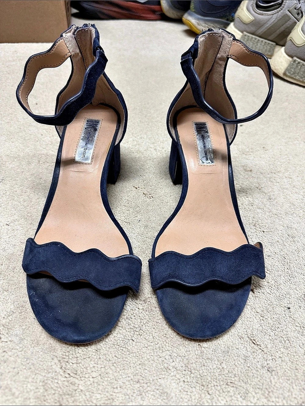 INC International Concepts Mimi Scalloped Block-Heel Sandals Blue